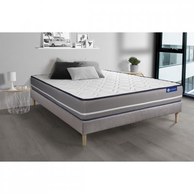 ACTISOM Ensemble 90x200 cm sommier kit gris