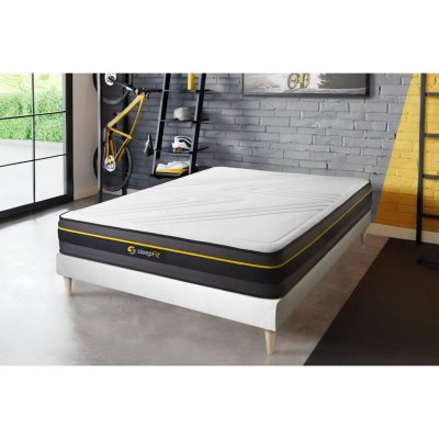 SLEEPFIT Ensemble 90x200 matelas ACTIVE + sommier kit blanc 