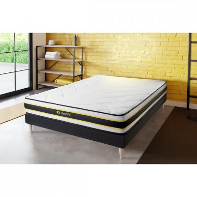 SLEEPFIT Ensemble 90x200 matelas FLEXY + sommier kit noir