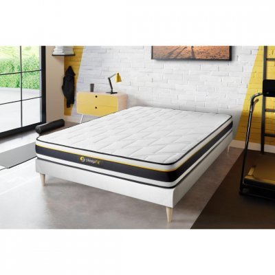 SLEEPFIT Ensemble 90x200 matelas SOFT + sommier kit blanc