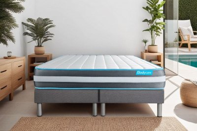 BODYCARE Ensemble BODYFORM 160x200 M&eacute;moire de forme 3 zones gris 160 x 200 cm