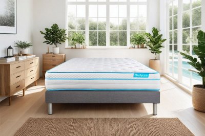BODYCARE Ensemble BODYZONE+ 160x200 Ressorts ensach&eacute;s, visco 5 zones Ultra &eacute;paisseur
