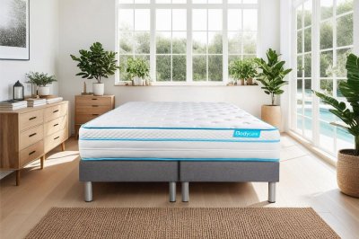 BODYCARE Ensemble BODYZONE+ 180x200 Ressorts ensach&eacute;s, visco 5 zones Ultra &eacute;paisseur