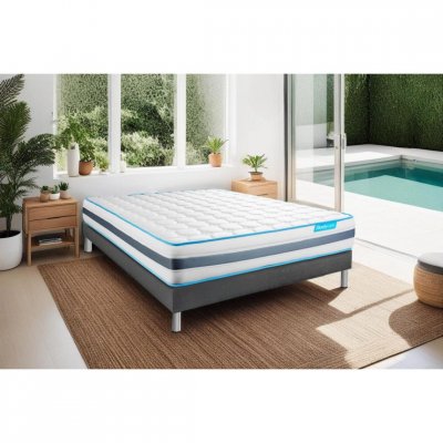 BODYCARE Ensemble BODYZONE+ 90x190 Ressorts ensach&eacute;s, visco 5 zones Ultra &eacute;paisseur