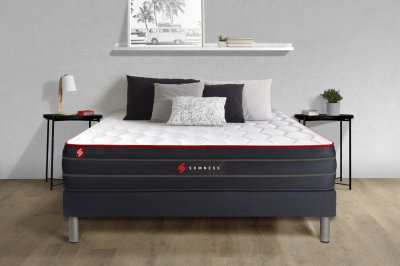 SOMNESS Ensemble Boost Ressorts ensach&eacute;s et m&eacute;moire de forme Sommier Noir