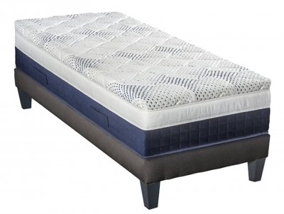 BELLECOUR Ensemble castellane 90x190 cm matelas m&eacute;moire de forme + sommier bois ferme
