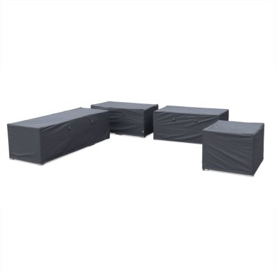 SWEEEK Ensemble de 4 housses de protection gris fonc&eacute; pour salon de jardin