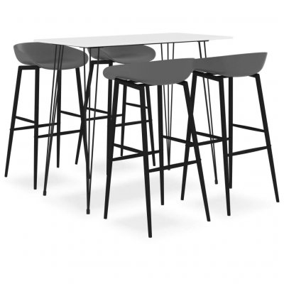 Ensemble De Bar 5 Pcs Blanc Et Gris Vidaxl