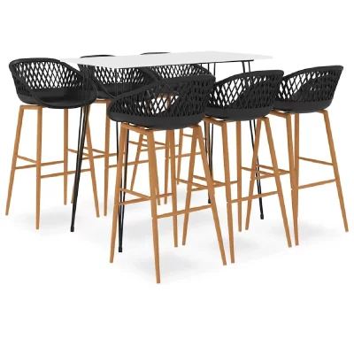 Ensemble de bar 7 pcs Blanc et noir Vidaxl Blanc et noir