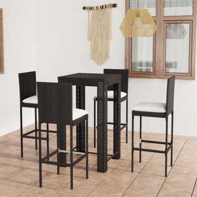 Ensemble De Bar D'ext&eacute;rieur 5 Pcs Coussins R&eacute;sine Tress&eacute;e Noir Vidaxl