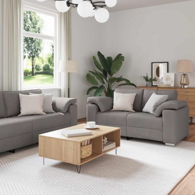 VIDAXL Ensemble de canap&eacute; 2 pi&egrave;ces avec coussins tissu taupe