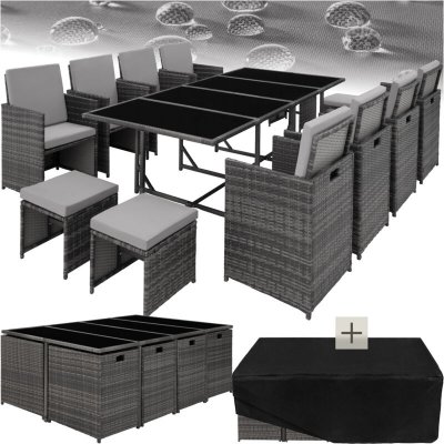 TECTAKE Ensemble de jardin Palma 12 places gris/gris clair