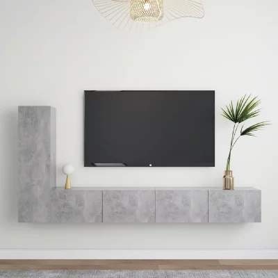 VIDAXL Ensemble de meuble TV 3 pcs Gris b&eacute;ton Agglom&eacute;r&eacute;  - Gris b&eacute;ton