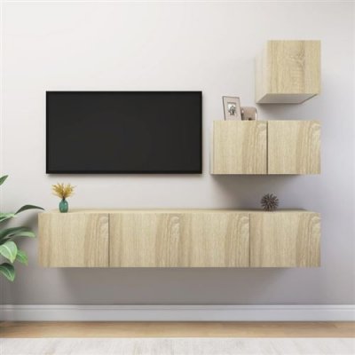 VIDAXL Ensemble de meuble TV 4 pcs Ch&ecirc;ne sonoma Bois d ing&eacute;nierie