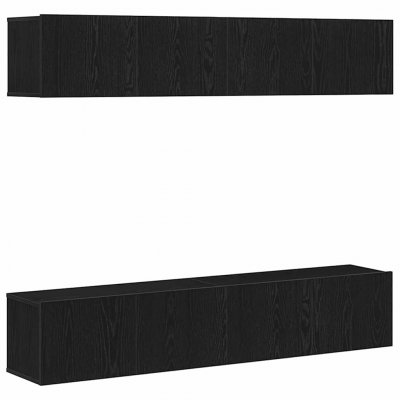 VIDAXL Ensemble de meuble TV 4 pi&egrave;ces mural en bois d ing&eacute;nierie ch&ecirc;ne noir