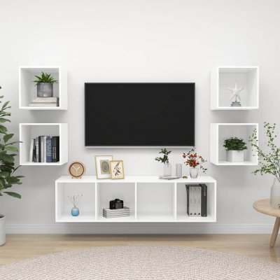 VIDAXL Ensemble De Meuble Tv 5 Pcs Blanc Bois D'ing&eacute;nierie 