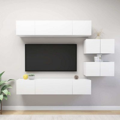 VIDAXL Ensemble de meuble TV 6 pcs Blanc Agglom&eacute;r&eacute;