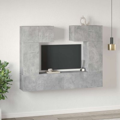 VIDAXL Ensemble de meuble tv 6 pcs gris b&eacute;ton agglom&eacute;r&eacute;