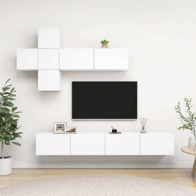 VIDAXL Ensemble De Meuble Tv 7 Pcs Blanc Bois D'ing&eacute;nierie 