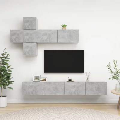 VIDAXL Ensemble De Meuble Tv 7 Pcs Gris B&eacute;ton Bois D'ing&eacute;nierie 