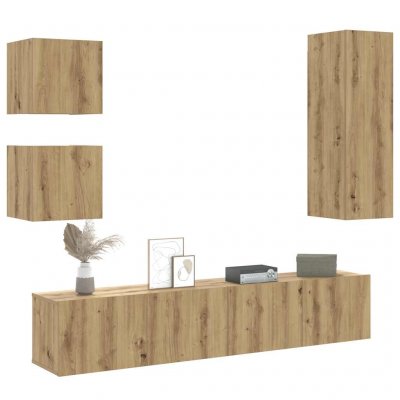 VIDAXL Ensemble De Meuble Tv Mural 5 Pcs Ch&ecirc;ne Artisanal 