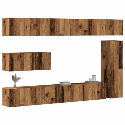 VIDAXL Ensemble De Meuble Tv Mural 7 Pcs Vieux Bois Bois D'ing&eacute;nierie 