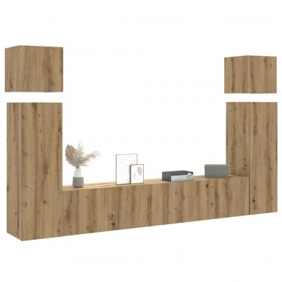 VIDAXL Ensemble De Meuble Tv Mural 8 Pcs Ch&ecirc;ne Artisanal 