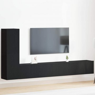VIDAXL Ensemble de meuble TV murale 3 pi&egrave;ces en bois d ing&eacute;nierie ch&ecirc;ne noir