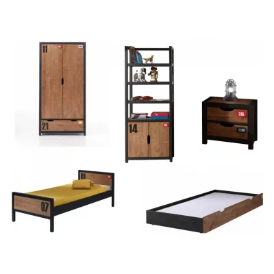 VIPACK Ensemble De Meubles Avec Armoire Et Bibliotheque Alex