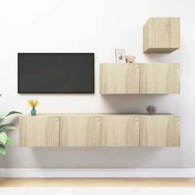 VIDAXL Ensemble de meubles TV 4 pcs Ch&ecirc;ne sonoma Bois d ing&eacute;nierie