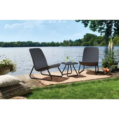 KETER Ensemble de patio Rio - 2 chaises et une table de couleur graphite