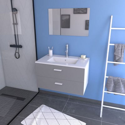 Ensemble design de salle de bain - Gris - L 80 x P 46 x H 45 cm