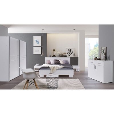 Ensemble design pour chambre &agrave; coucher COMO. Lit 160X200 cm avec sommier + tables de chevet.