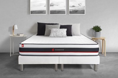 SOMNESS Ensemble double sommier 90x200 + matelas FORM 180x200