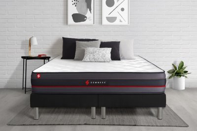 SOMNESS Ensemble double sommier + matelas REGEN &agrave; m&eacute;moire de forme 160x200