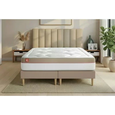 MARMOTTES & CO Ensemble Le Cosy M&eacute;moire de forme Double sommiers Beige