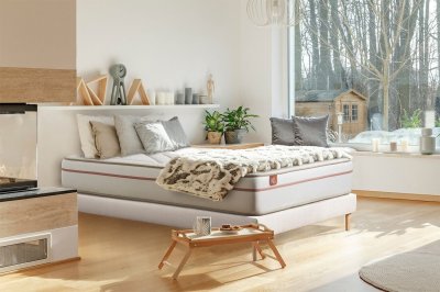 MARMOTTES & CO Ensemble LE PAISIBLE Memoire de forme BioVisco sommier kit Blanc