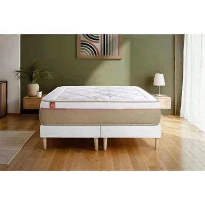 MARMOTTES & CO Ensemble LE SOYEUX Ressorts ensaches Memoire de forme BioVisco double sommiers Blanc