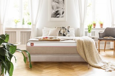 MARMOTTES & CO Ensemble LE SOYEUX Ressorts ensaches Memoire de forme BioVisco sommier Beige
