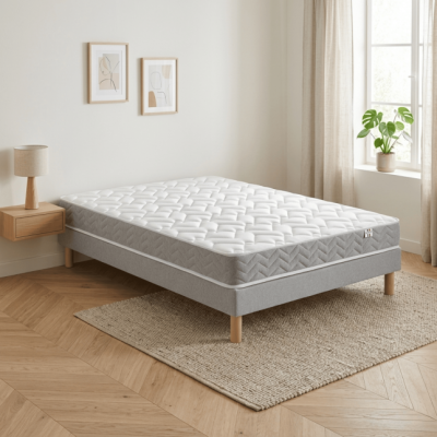 DOUCES NUITS Ensemble maeva mousse hr 35g/m3 + sommier base ferme 120x190