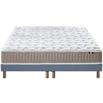 Ensemble matelas 100% latex 3 zones sommier gris 160x200