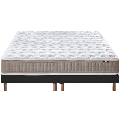 Ensemble matelas 100% latex 3 zones sommier noir 160x200