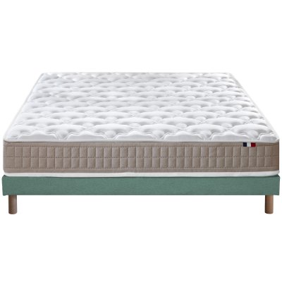 Ensemble matelas 100% latex 3 zones sommier vert 140x190
