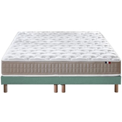 Ensemble matelas 100% latex 3 zones sommier vert 160x200