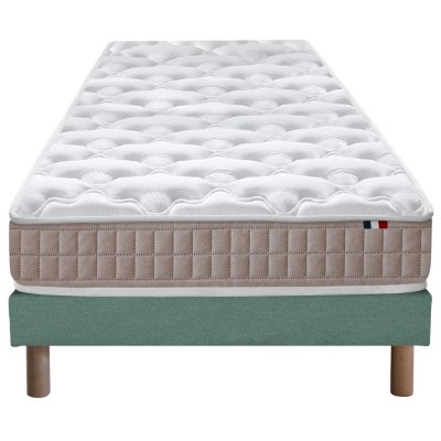 I D LITERIE Ensemble matelas 100% latex 3 zones sommier vert 90x190