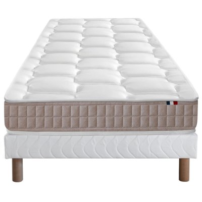 I D LITERIE Ensemble matelas 100% latex5 zones sommier blanc 80x200