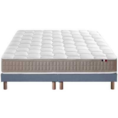 Ensemble matelas 100% latex5 zones sommier bleu 160x200