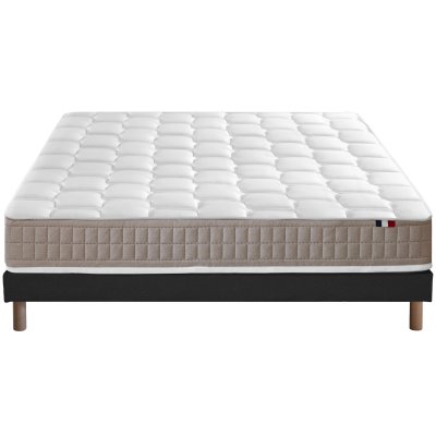 Ensemble matelas 100% latex5 zones sommier noir 140x190