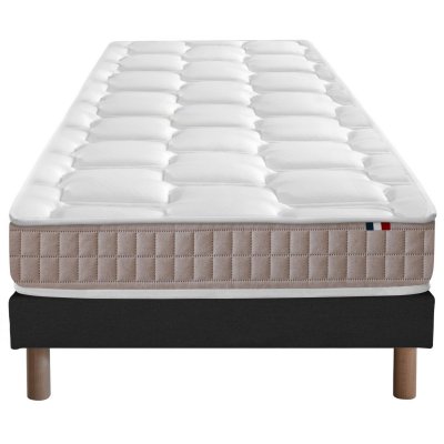 I D LITERIE Ensemble matelas 100% latex5 zones sommier noir 90x200