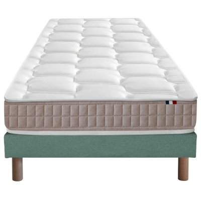 I D LITERIE Ensemble matelas 100% latex5 zones sommier vert 80x200
